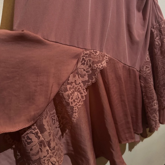 Free people boho mauve dress with silk and lace detail - Picture 4 of 6